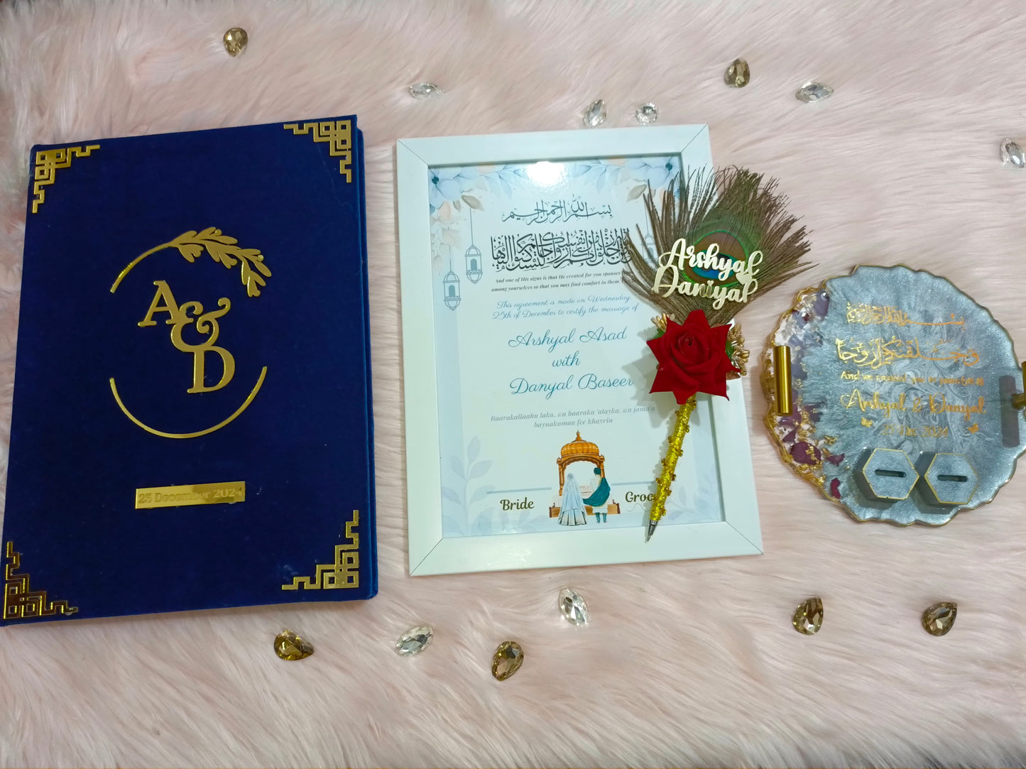 Customized Nikah Booklet | Blue Velvet Variant | A4 & A3 Size