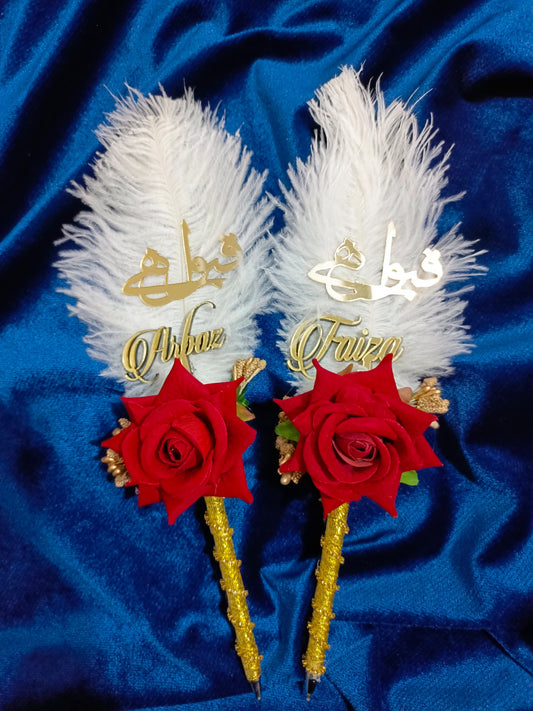 Customized Nikah Pen | White Feather Variant