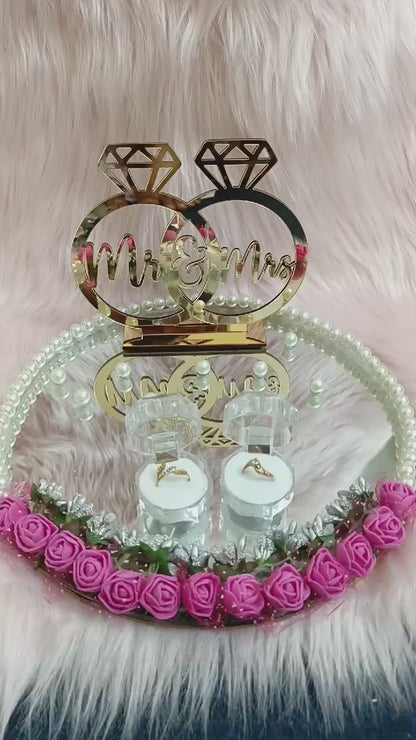 Customized 10 Inches Engagement Mirror Tray | Beads Variant