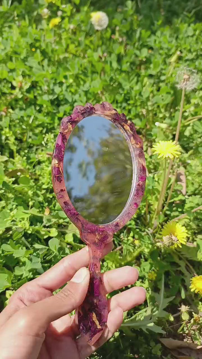 Customized 8 Inches Resin Hand Mirror | Maroon Variant