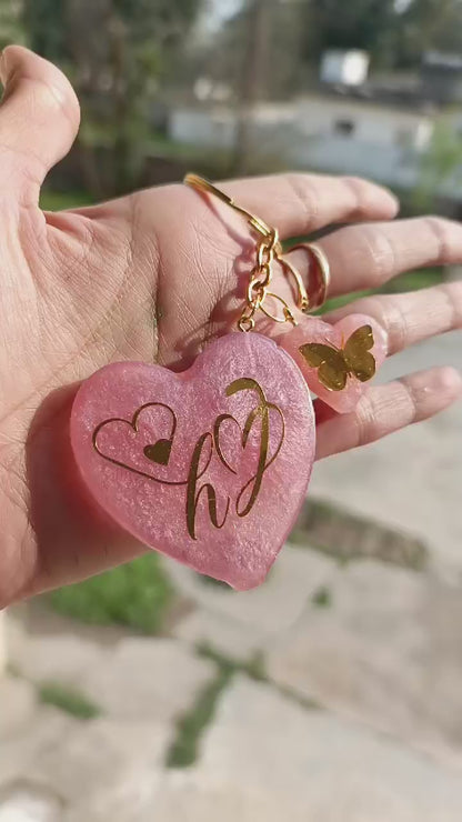 Customized Resin Heart Shaped Key Chain | Pink Variant